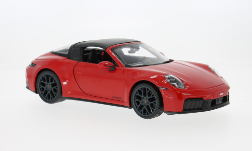 Maisto 31470 Porsche 911 (992.2) Targa 4 GTS Hybrid, czerwono-, 2025, 1:18