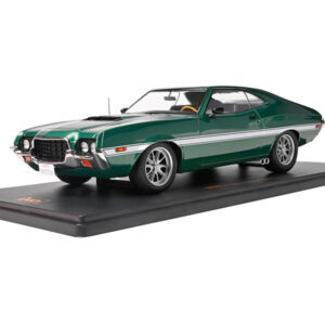 Ford Gran Torino Sport 2-drzwiowy, zielony metaliczny z białymi pasami, model 1/18 IXO Models 18RMC264.22