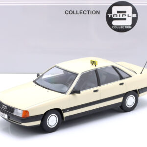 TRIPLE9 AUDI 100 (C3) 1989 GERMAN TAXI Ivory 1:18 T9-1800355