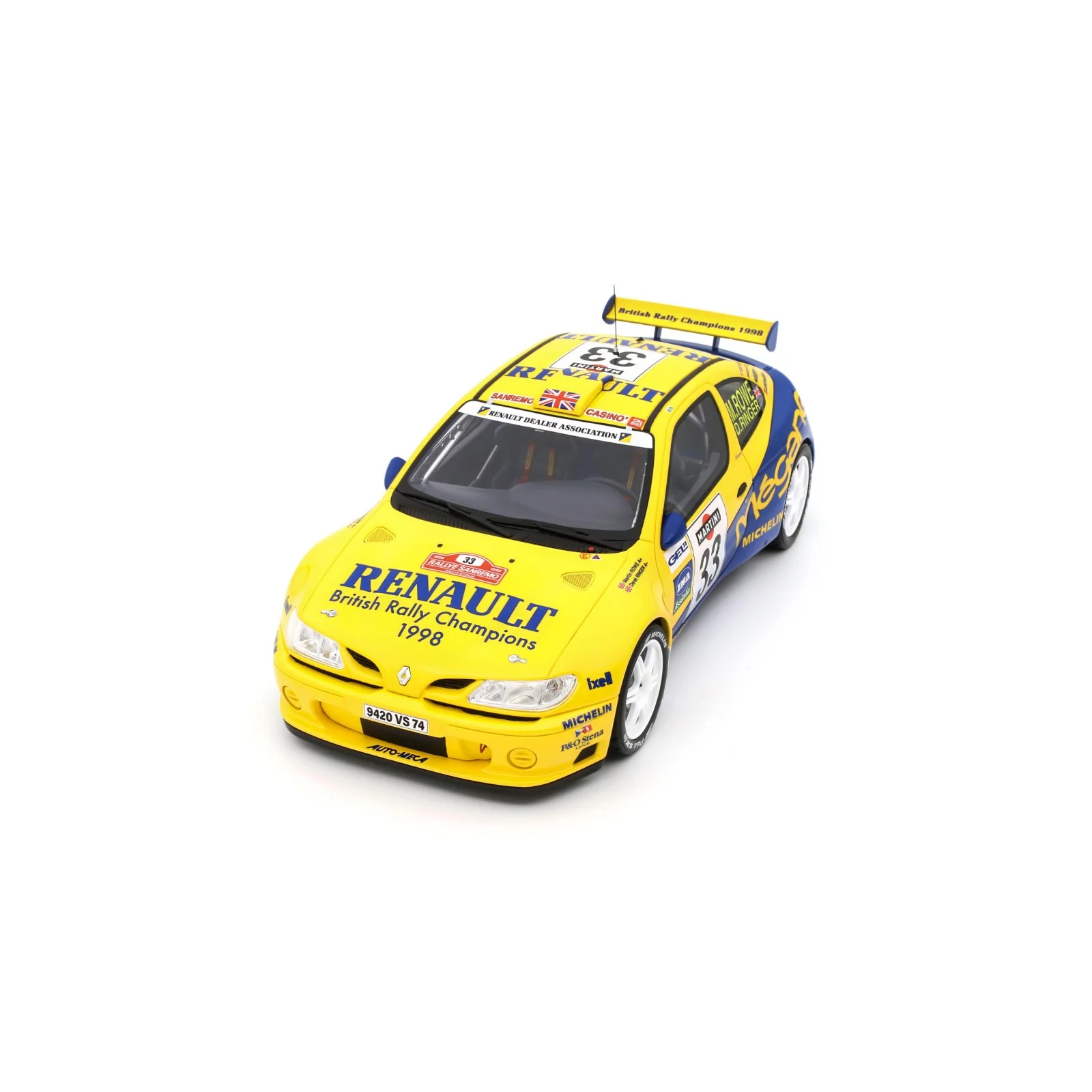 Renault Megane Maxi RALLY Yellow SAN REMO 1998 1/18 OTTO OT1195 - obrazek 5