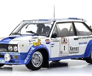 FIAT 131 ABARTH RALLY LAKES 1980 M.ALEN - I.KIVIMAKI WHITE BLUE Kyosho 1:18 kyo8376h0